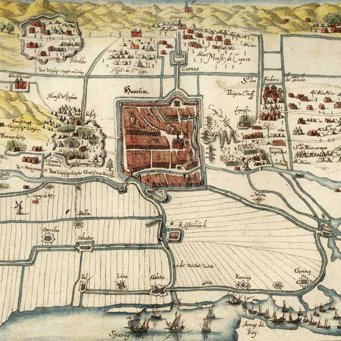 Oude kaart Haarlem - beleg van 1572 door Masen