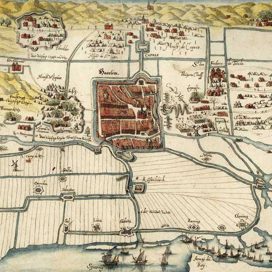 Oude kaart Haarlem - beleg van 1572 door Masen