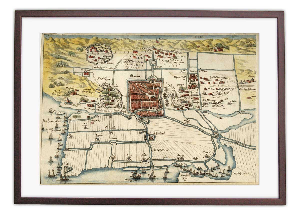 Oude kaart Haarlem - beleg van 1572 door Masen