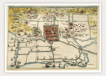 Oude kaart Haarlem - beleg van 1572 door Masen