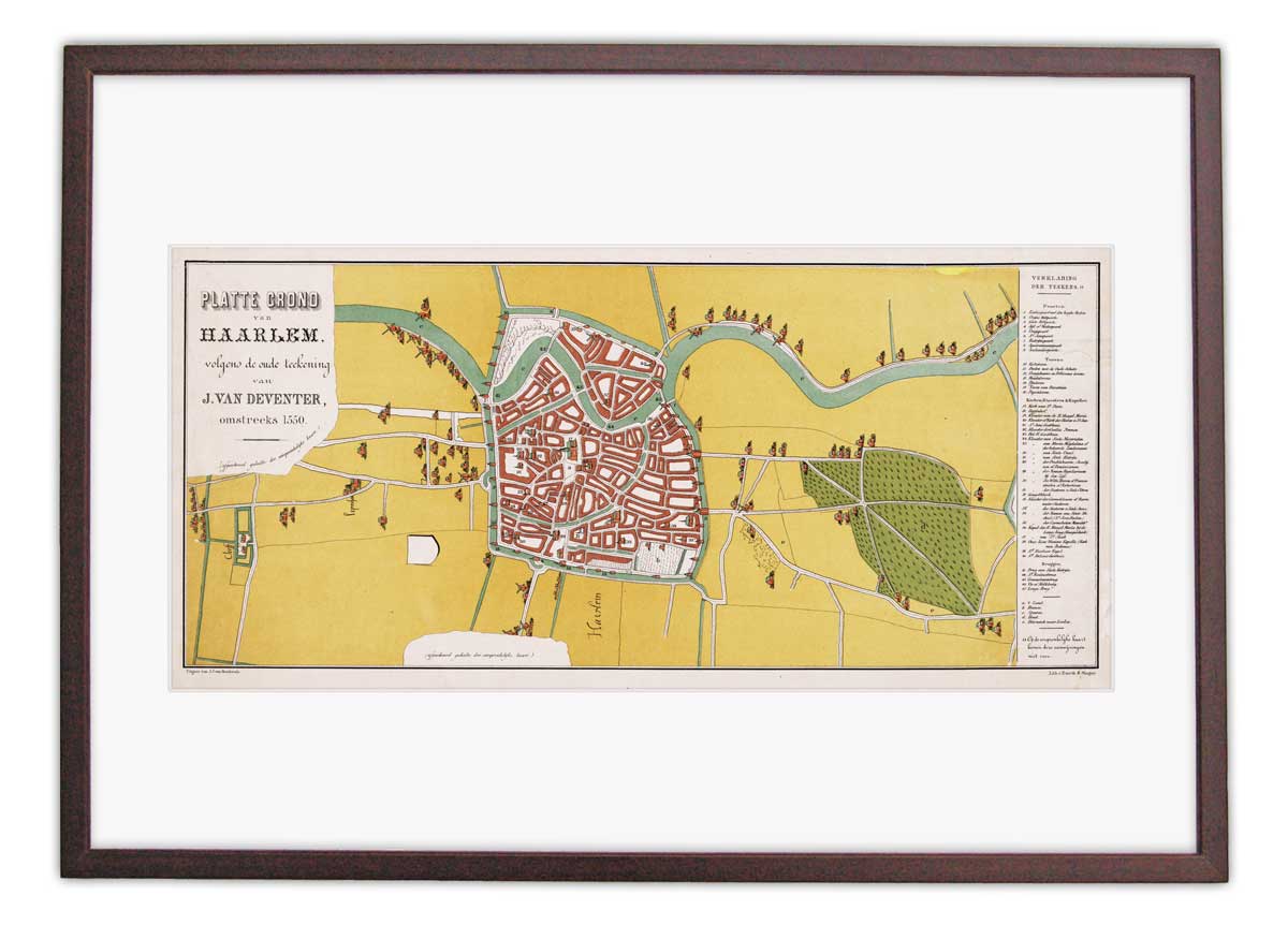 Oude kaart Haarlem in 1550