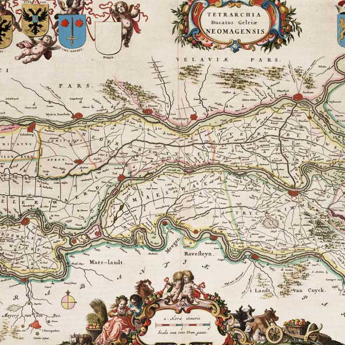 Oude kaart Hertogdom Nijmegen