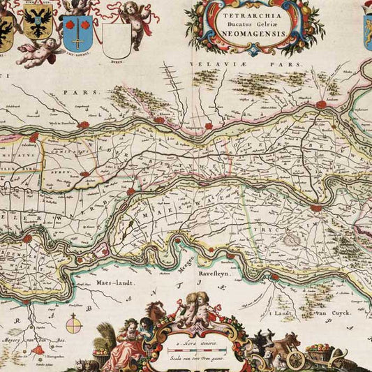 Oude kaart Hertogdom Nijmegen