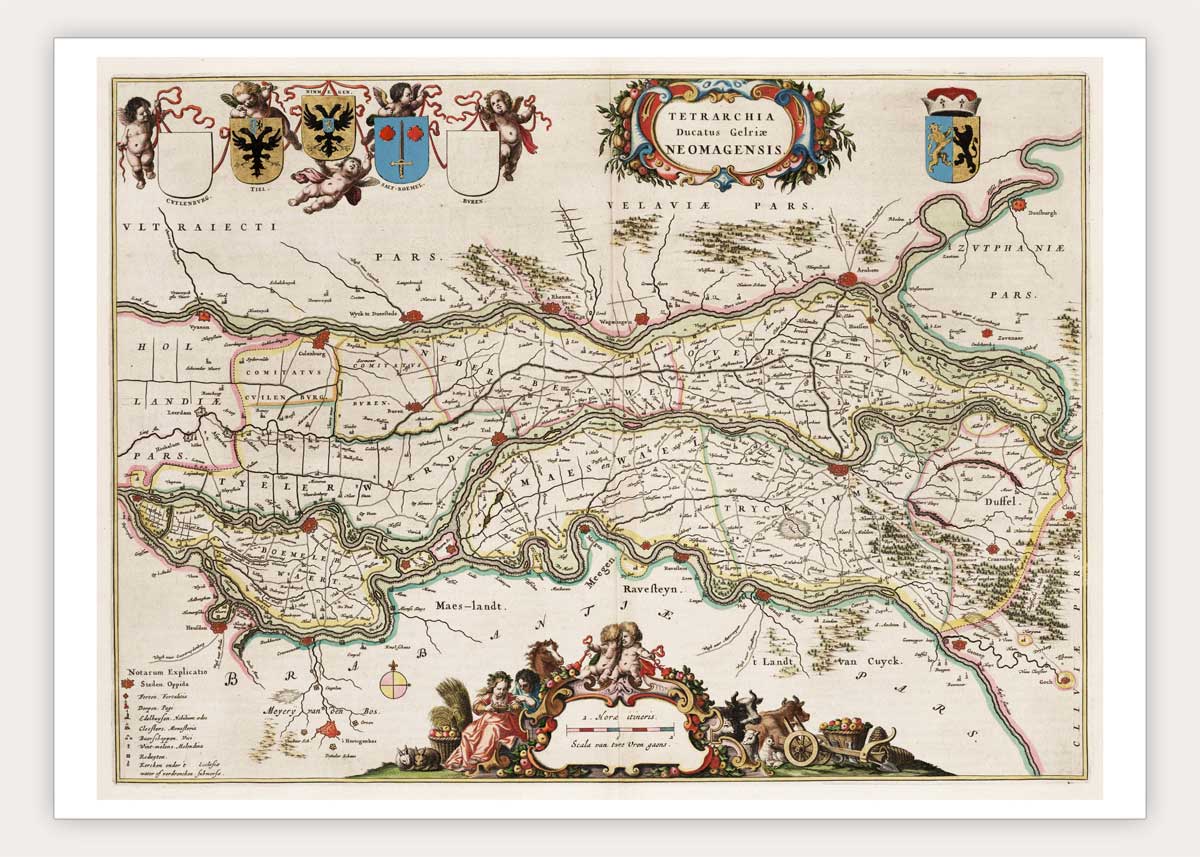 Oude kaart Hertogdom Nijmegen