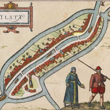 Oude kaart IJlst - Braun en Hogenberg
