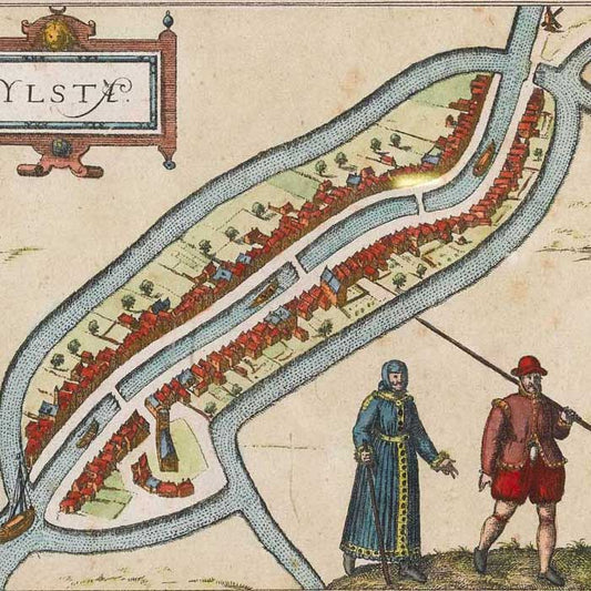 Oude kaart IJlst - Braun en Hogenberg