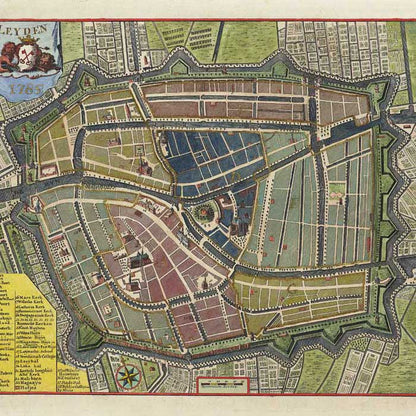 Oude kaart Leiden - Leyden in 1785