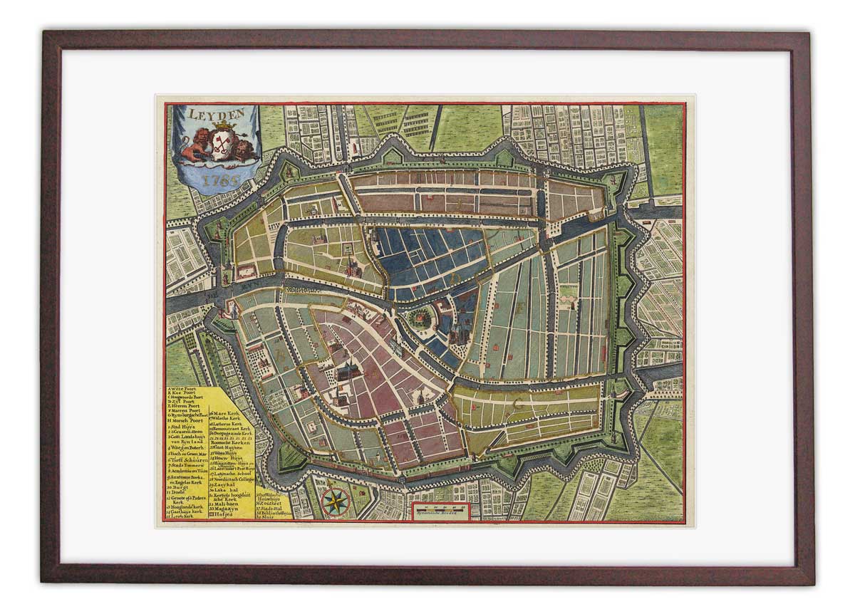 Oude kaart Leiden - Leyden in 1785