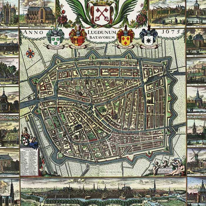 Oude kaart Leiden anno 1675
