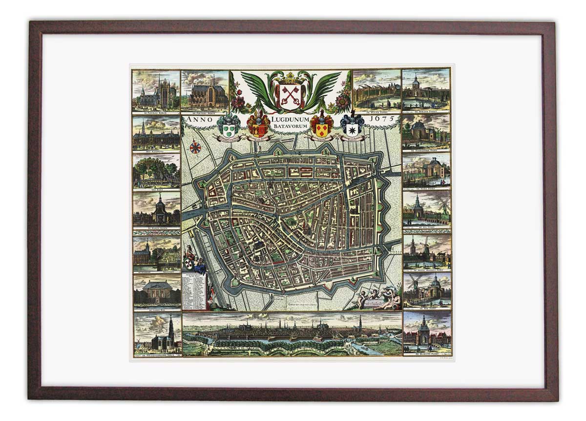 Oude kaart Leiden anno 1675