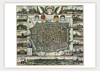 Oude kaart Leiden anno 1675