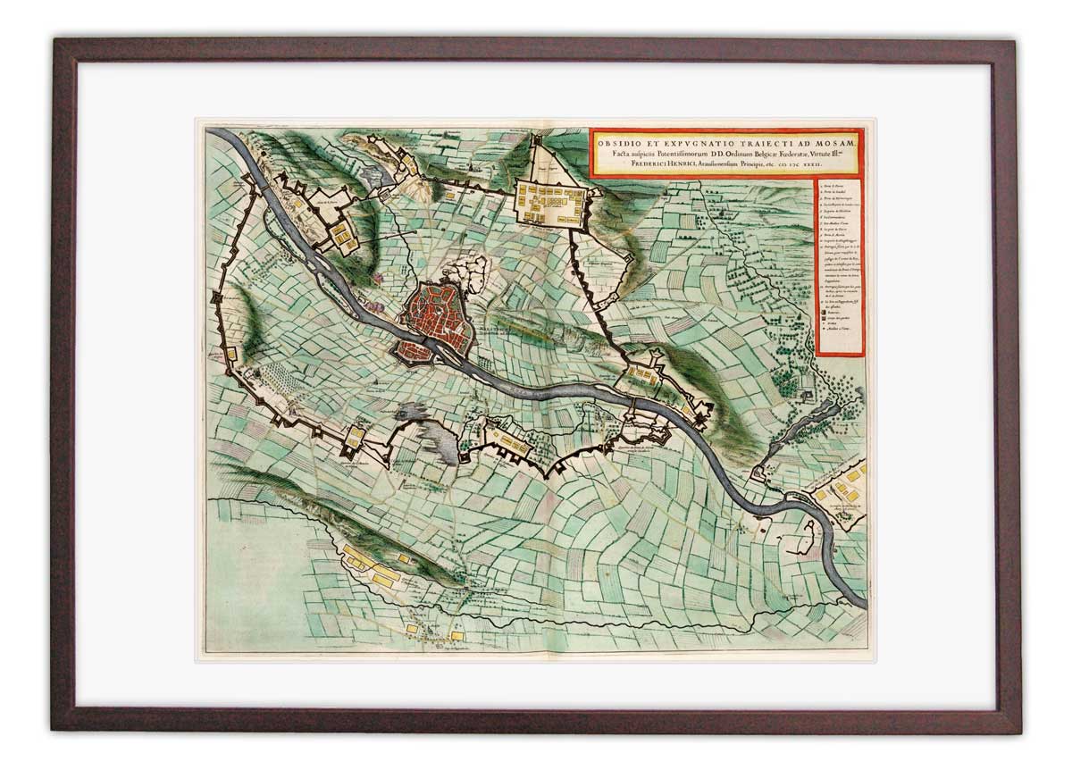 Oude kaart Maastricht - beleg van 1632