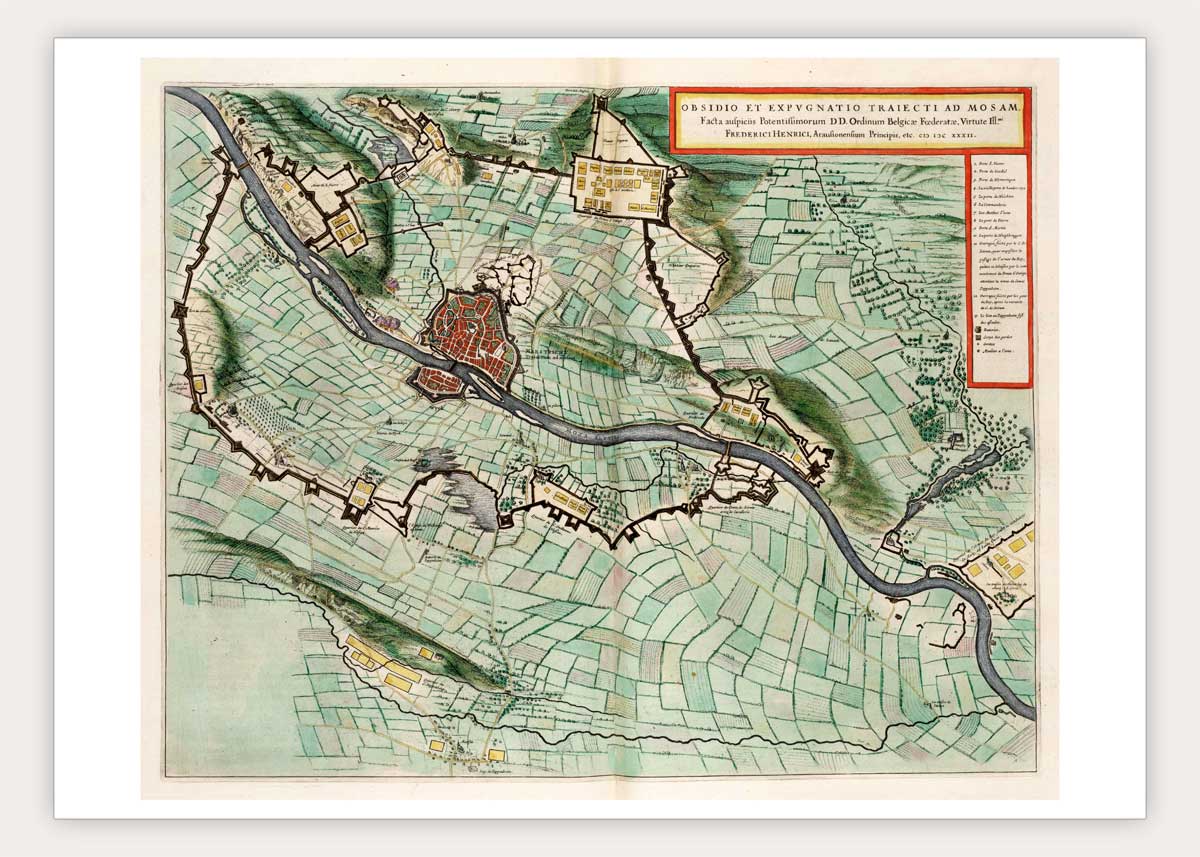 Oude kaart Maastricht - beleg van 1632