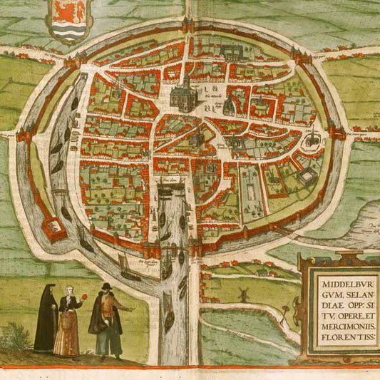Oude kaart Middelburg - Middelburgum in 1580