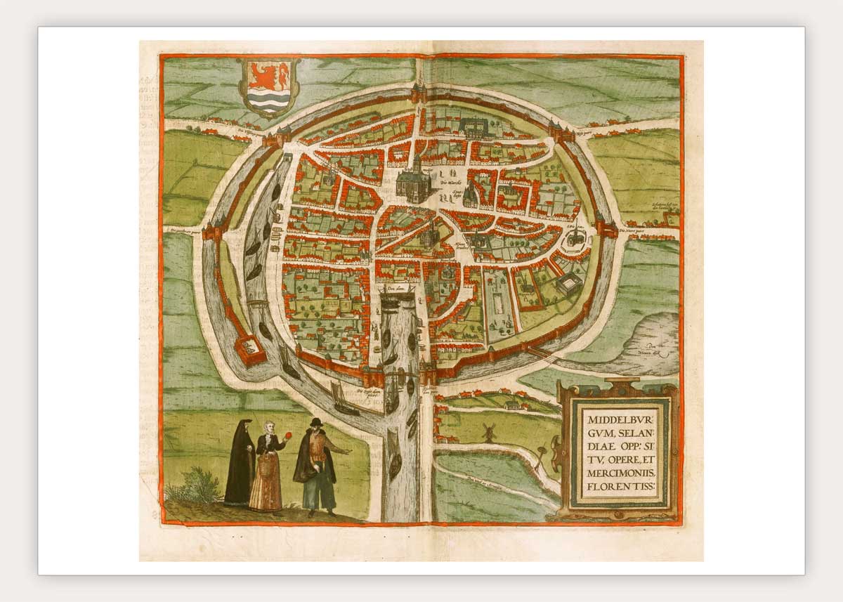 Oude kaart Middelburg - Middelburgum in 1580