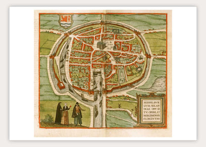 Oude kaart Middelburg - Middelburgum in 1580