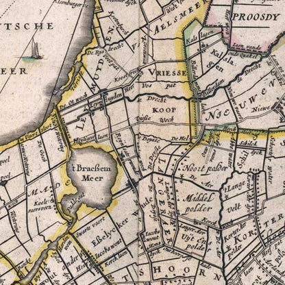 Oude kaart Rijn- en Amstelland door Blaeu