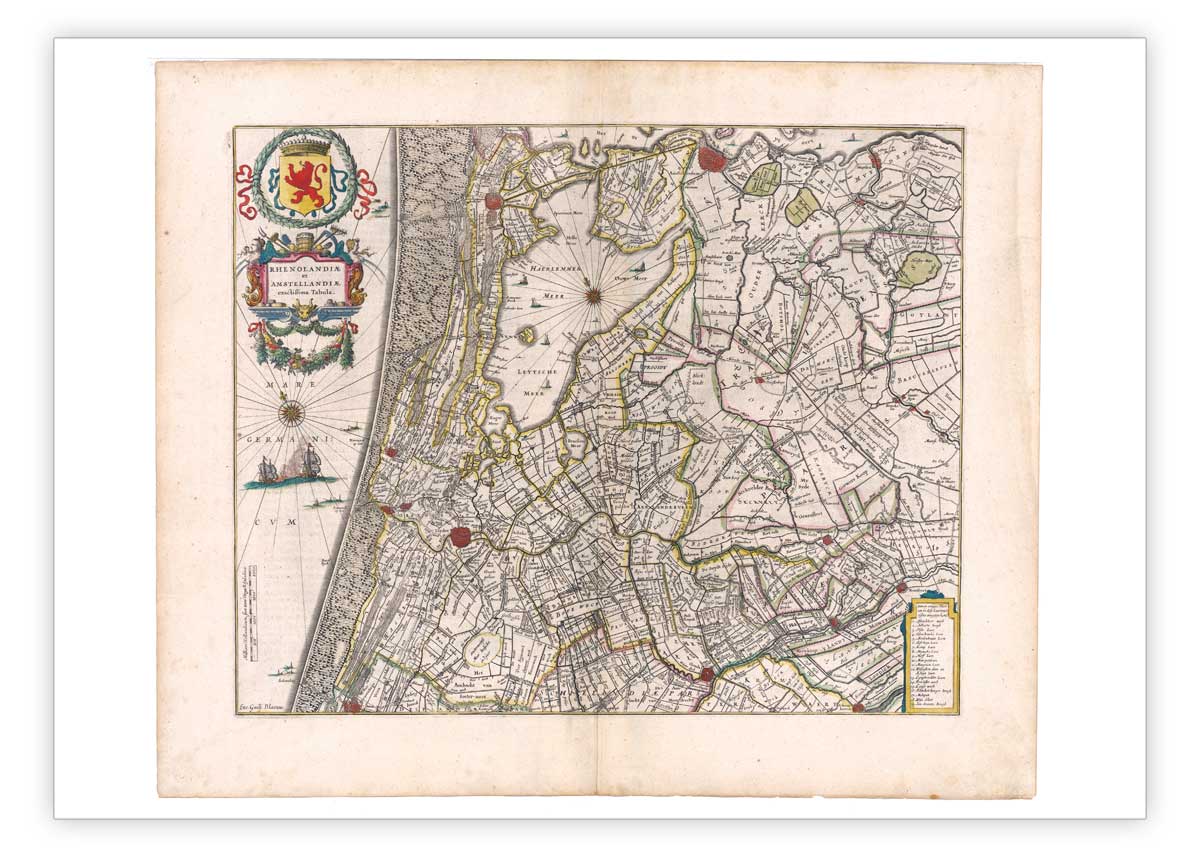 Oude kaart Rijn- en Amstelland door Blaeu