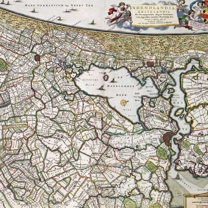 Oude kaart Rijn- en Amstelland door Visscher