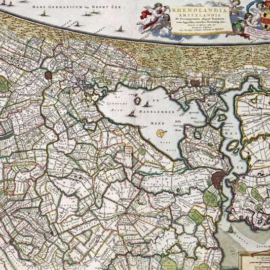 Oude kaart Rijn- en Amstelland door Visscher