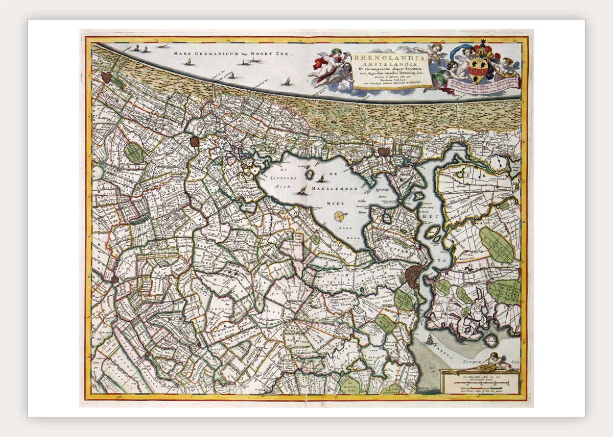 Oude kaart Rijn- en Amstelland door Visscher
