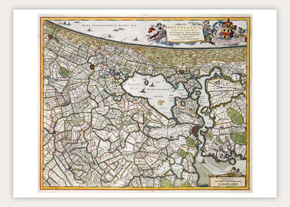 Oude kaart Rijn- en Amstelland door Visscher