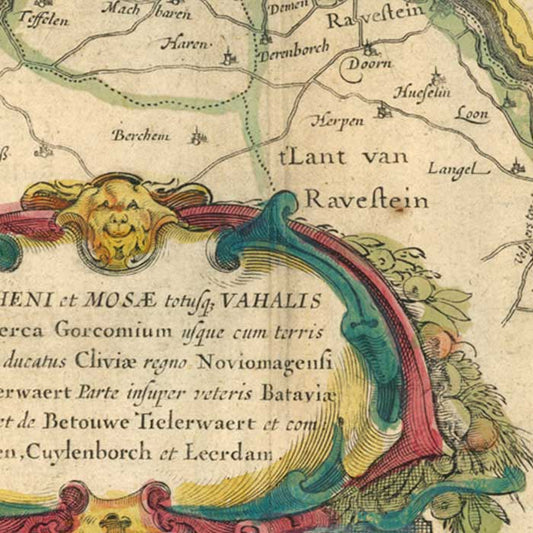 Oude kaart Rijn en Maas - Blaeu