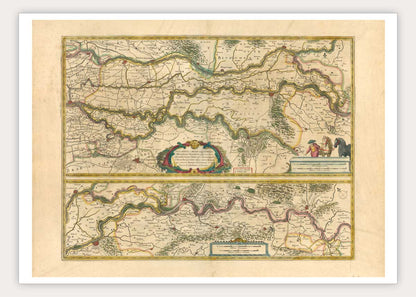 Oude kaart Rijn en Maas - Blaeu