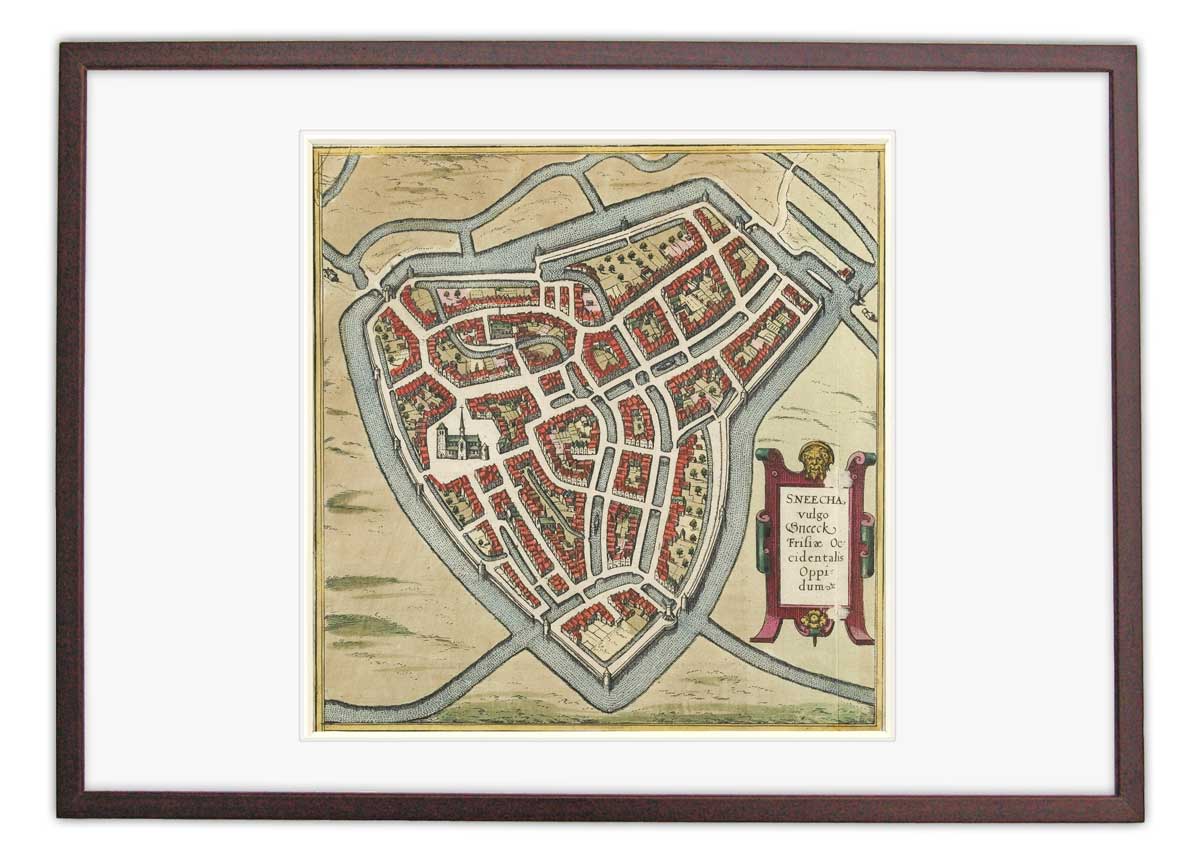 Oude kaart Sneek - Braun en Hogenberg