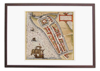 Oude kaart Stavoren - Braun en Hogenberg