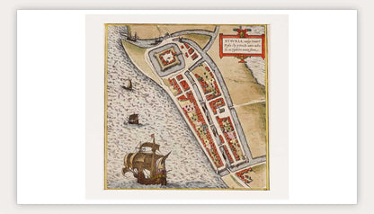Oude kaart Stavoren - Braun en Hogenberg