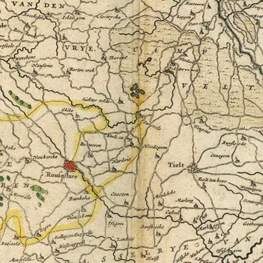 Oude kaart Zeeland en Vlaanderen - Blaeu