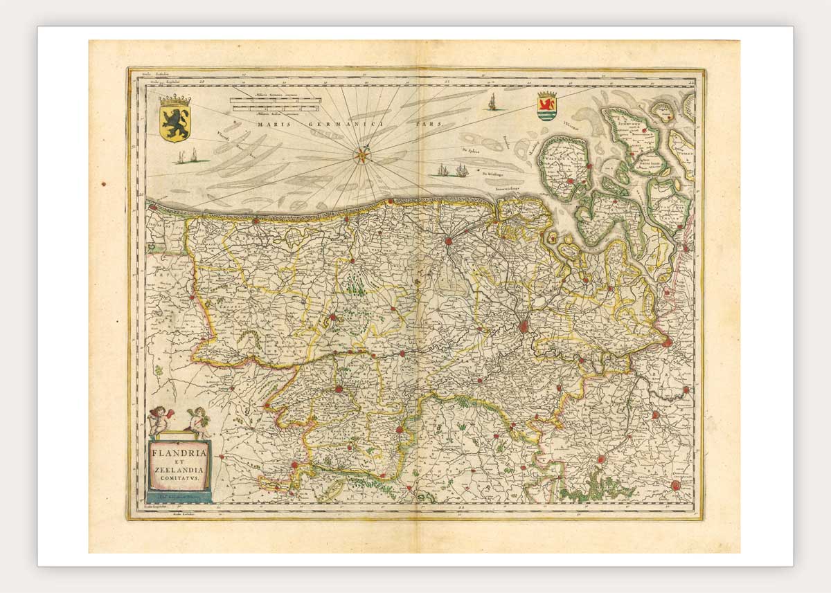 Oude kaart Zeeland en Vlaanderen - Blaeu