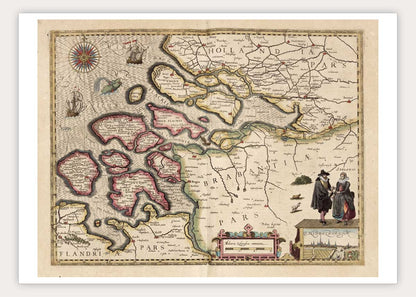 Oude kaart Zeeland in 1617
