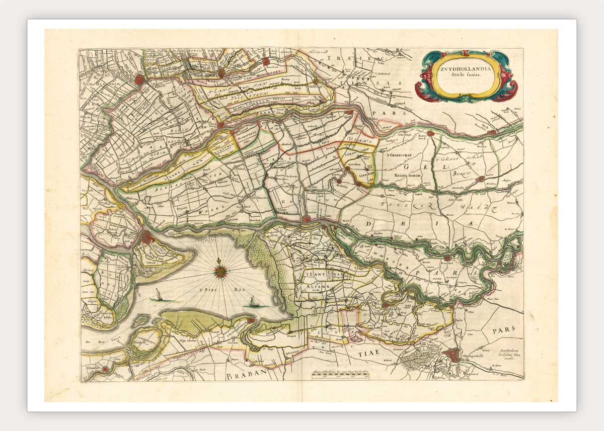 Oude kaart Zuid-Holland - Blaeu