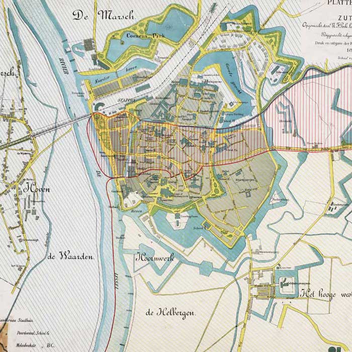 Oude kaart Zutphen 1897