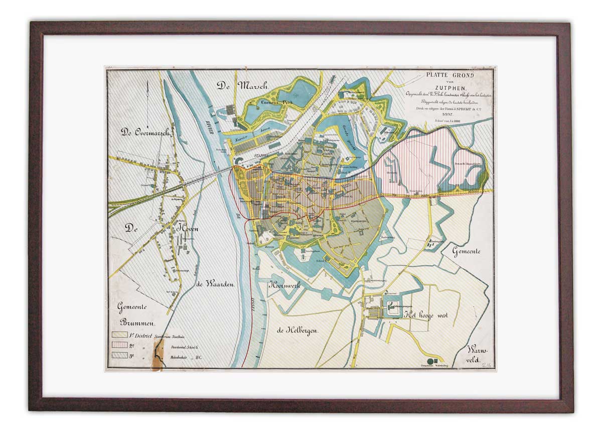 Oude kaart Zutphen 1897