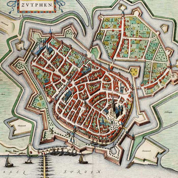Oude kaart Zutphen - Uit de Atlas van Loon