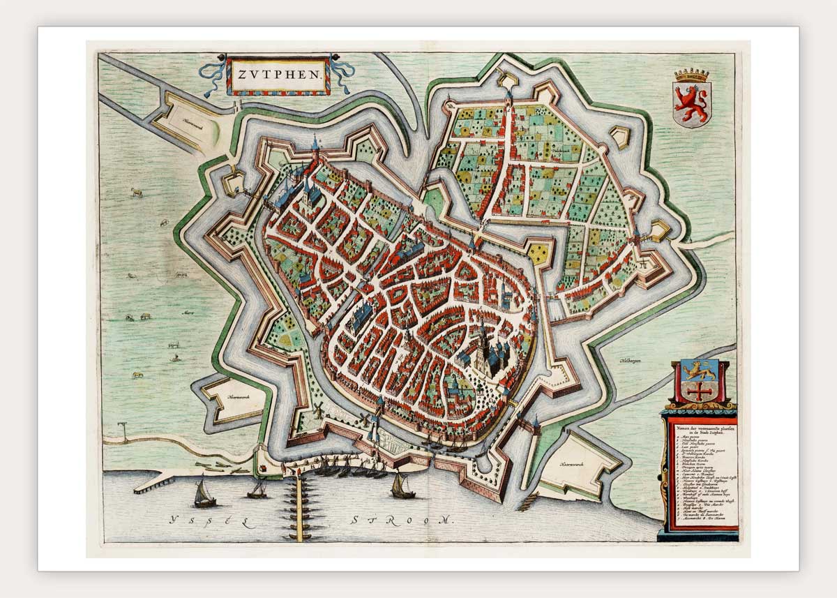 Oude kaart Zutphen - Uit de Atlas van Loon