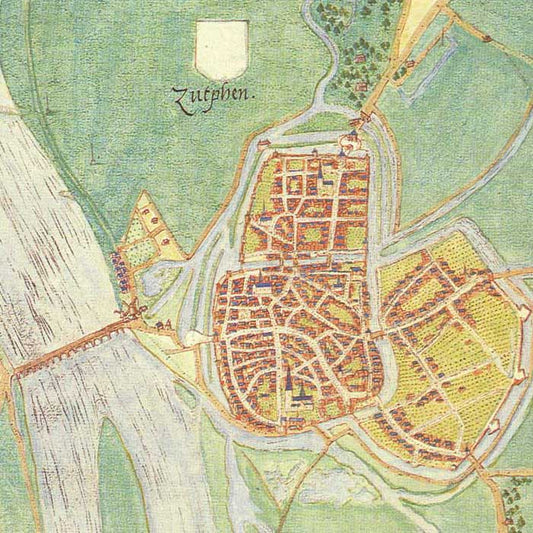 Oude kaart Zutphen - door Jacob van Deventer
