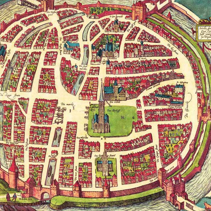 Oude kaart Zwolle - Swol in 1580