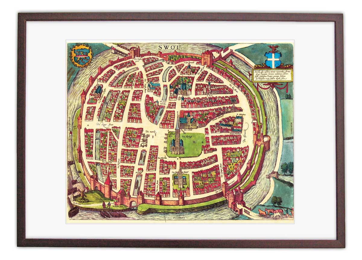 Oude kaart Zwolle - Swol in 1580
