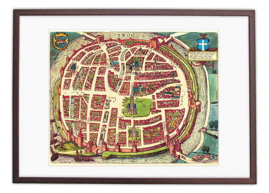 Oude kaart Zwolle - Swol in 1580