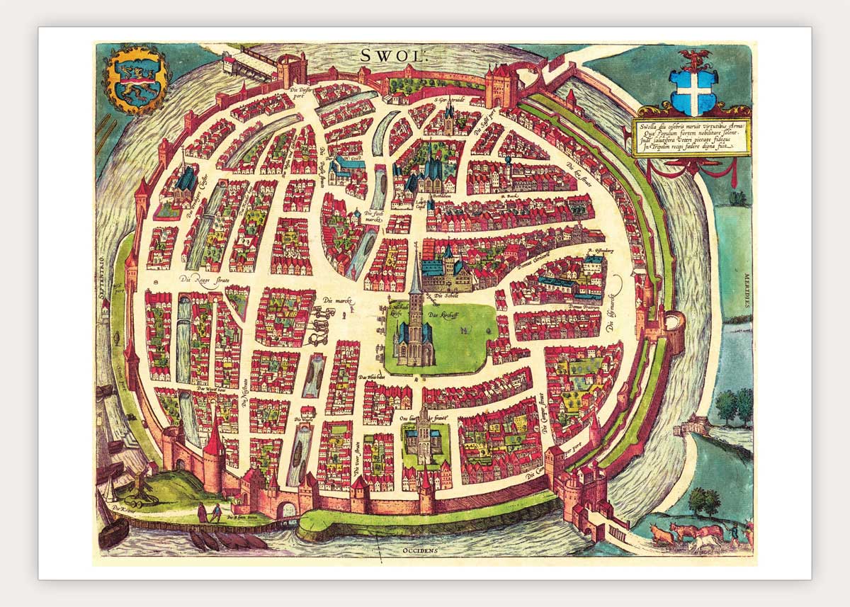 Oude kaart Zwolle - Swol in 1580