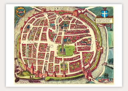 Oude kaart Zwolle - Swol in 1580