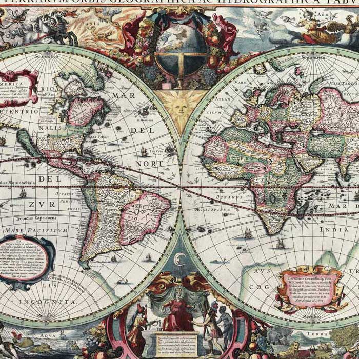 Oude wereldkaart Hondius