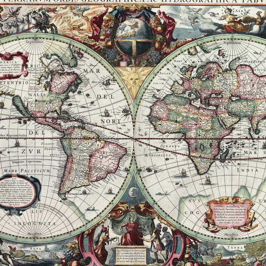 Oude wereldkaart Hondius