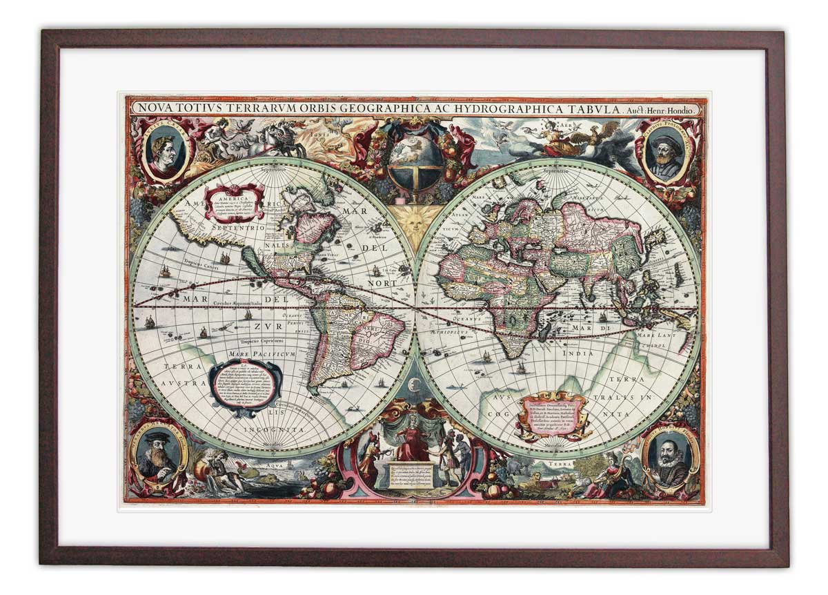 Oude wereldkaart Hondius