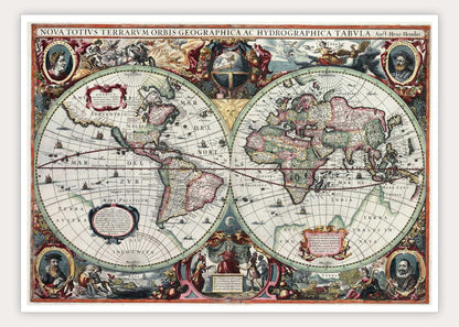 Oude wereldkaart Hondius
