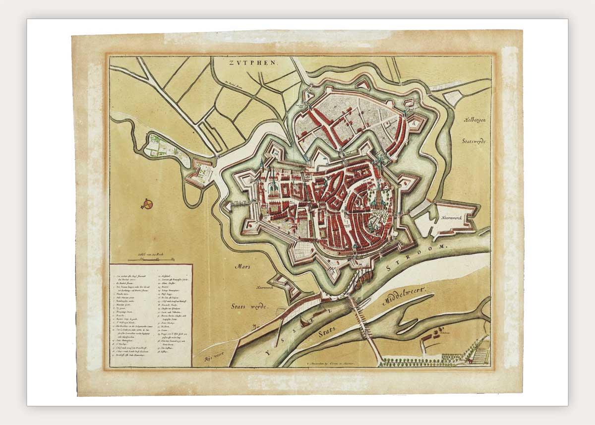 Zutphen - de vesting in 1698 - oude kaart